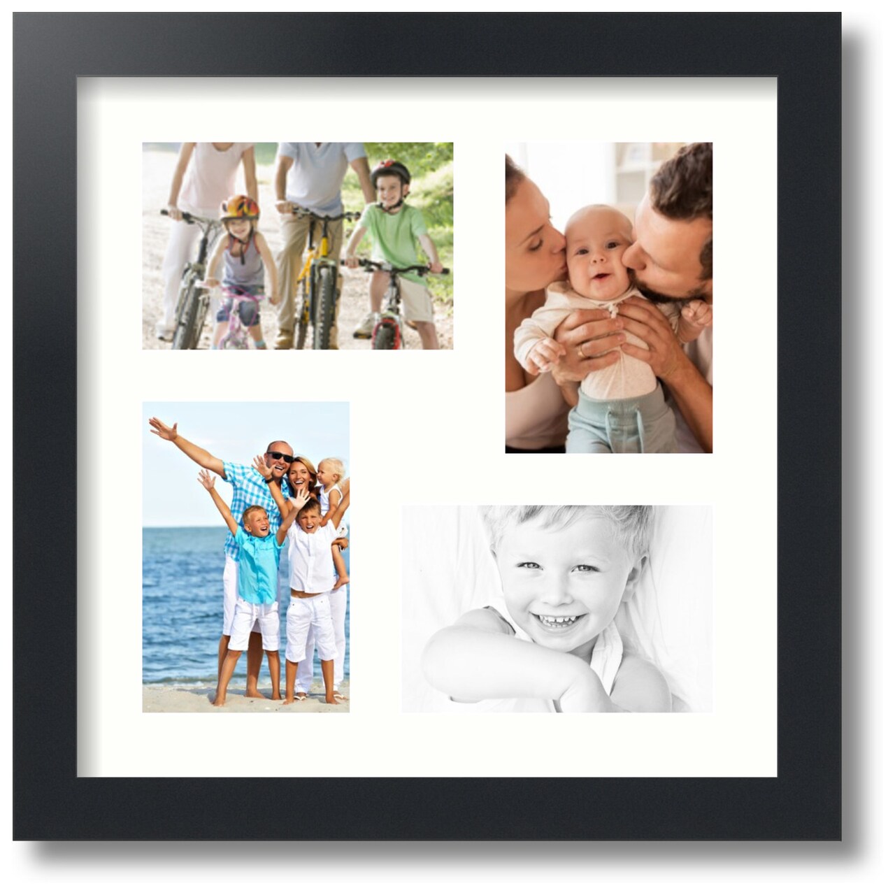 ArtToFrames Collage Photo Picture Frame with 4 - 4x6 inch Openings, Framed in Black with Over 62 Mat Color Options and Regular Glass (CSM-3926-178)